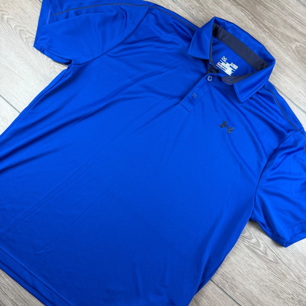 Under Armour Mens Polo Shirt HeatGear Loose Fit Blue XL